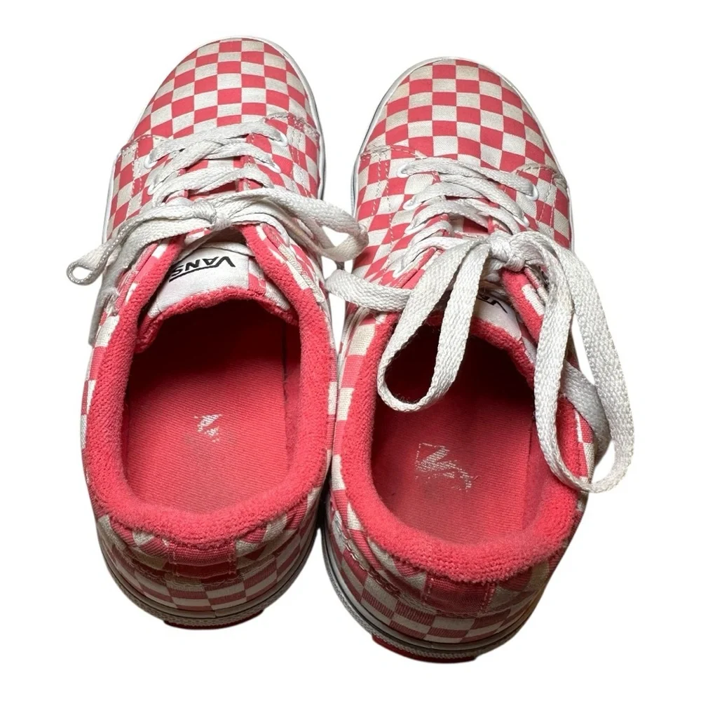 Vans Pink White Checkerboard Skate Sneakers Low‎ Top Women's Size 4